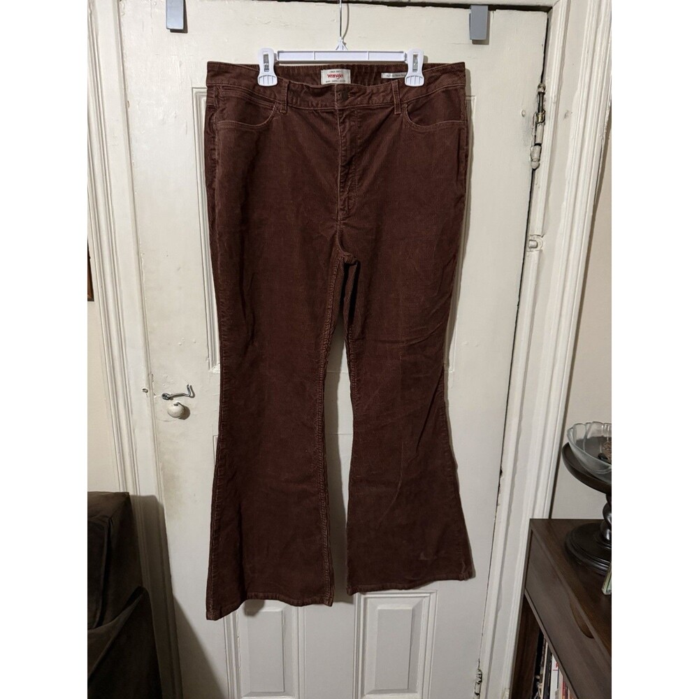 Wrangler High Rise Fierce Flare Corduroy Pants Brown Women’s 18x32 Stretch